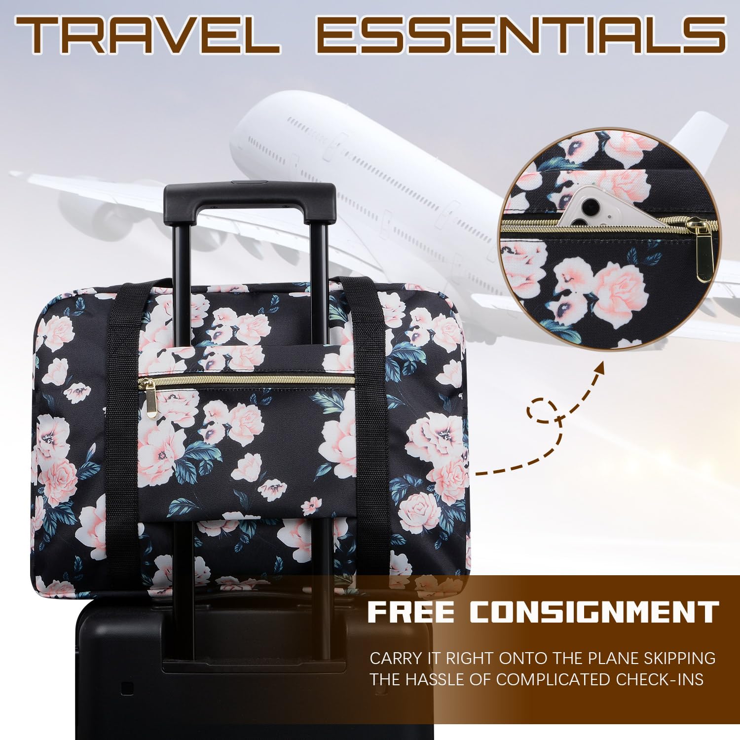 Foldable Travel Duffel Bag for Men & Women - Lightweight Weekender Overnight Carry On Tote Bag for Spirit Airlines - Perfect for Gym, Weekend Getaways & Air Travel