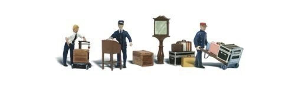 HO Scale Woodland Scenics Depot Workers & Accessories - Realistic Model Train Figures for Railroad Scenes & Dioramas