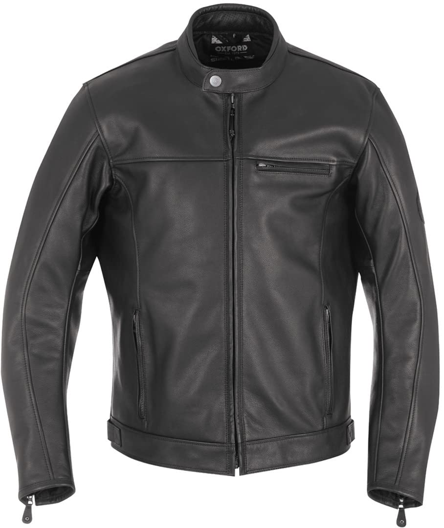 Oxford Walton Men's Premium Leather Motorcycle Riding Jacket - Black, Size M | Durable & Stylish Biker Jacket for Cruising, Commuting & Outdoor Adventures