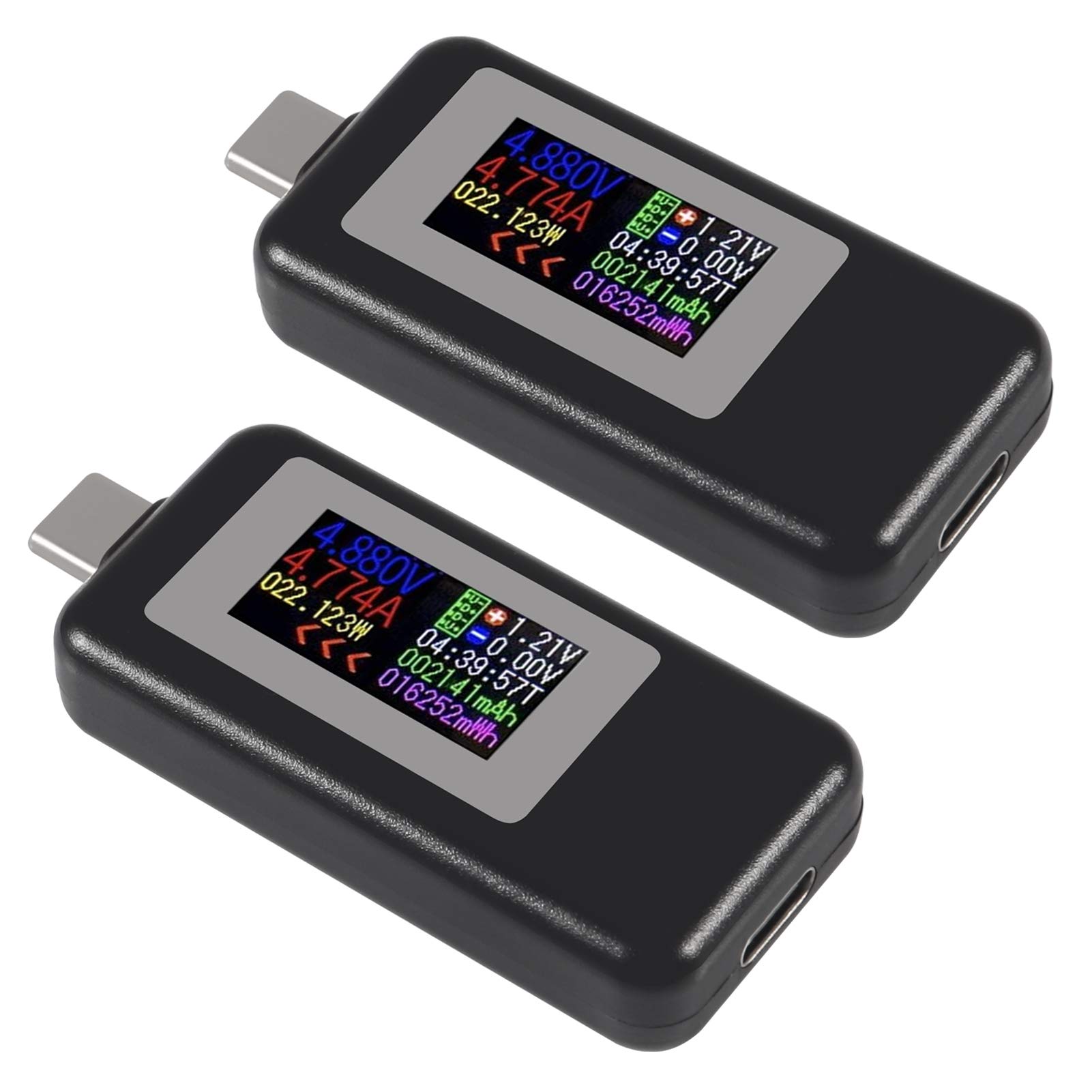 2-Pack USB C Tester with Color Display - Type C Voltage Current Meter 0-5A 4-30V, USB Power Meter Multimeter for Chargers & Cables - Perfect for Testing Phone Chargers, Power Banks & USB Devices