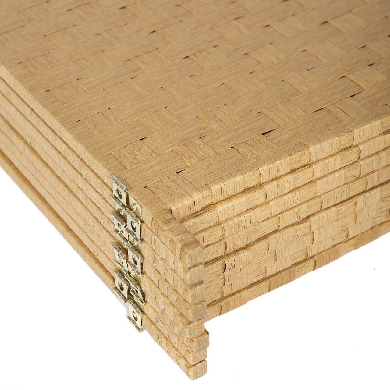 Bamboo Woven Room Divider - 4 Panel Beige Privacy Screen for Home & Office Decor