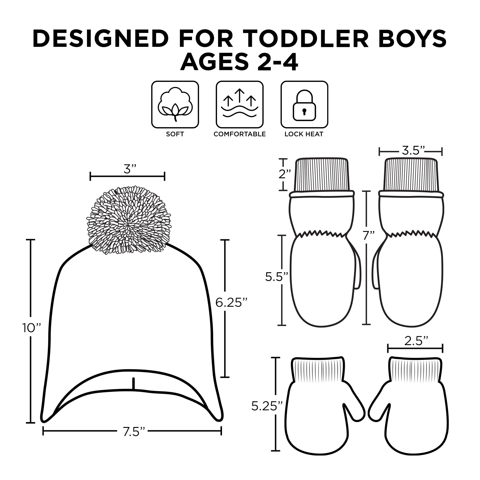 Paw Patrol Winter Hat & Mittens Set for Toddlers Age 2-4, Insulated Ski Mittens, Knit Beanie, Perfect for Snow Play, Outdoor Adventures, and Cold Weather Activities