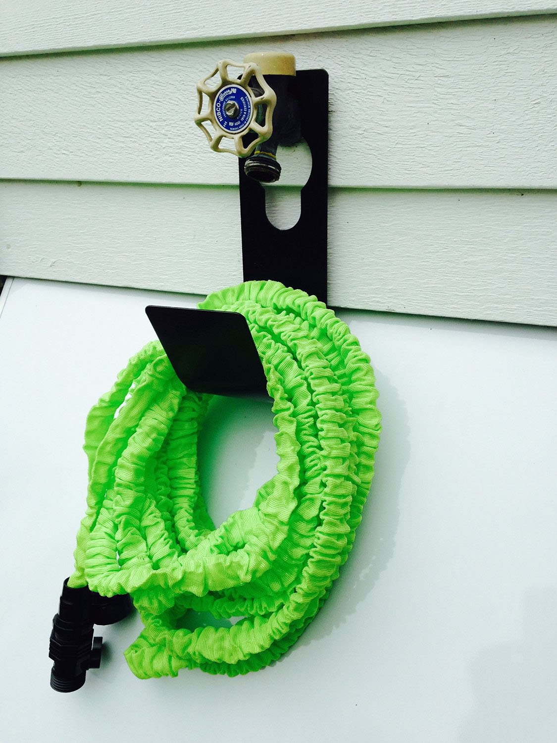Metal Hose Holder for Faucet & Wall Mount - Perfect for XHose, Garden Hose (Black) - Outdoor Watering Solution