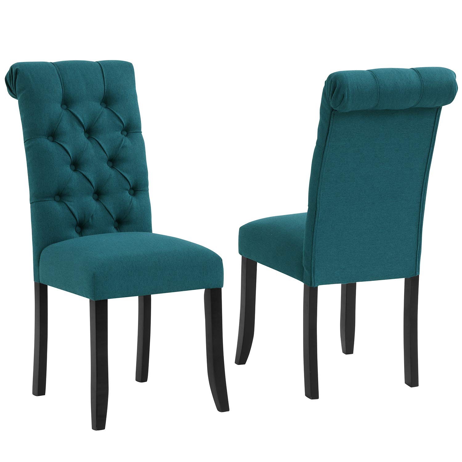 LZ LEISURE ZONE Navy Blue Tufted Upholstered Dining Chairs Set of 2 - Armless Accent Chairs for Dining Room, Kitchen, Living Room & Home Decor