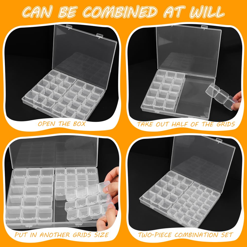WALLFID 2-Pack 86-Piece Diamond-Shaped Plastic Storage Box Set with 240 Label Stickers | Clear Transparent Jewelry Organizer Containers for Earrings, Rings & Small Accessories | Perfect for Travel, Home Organization & Craft Storage