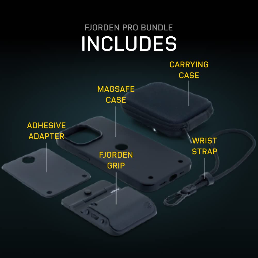 FJORDEN Pro Bundle for iPhone 14 Pro Max - MagSafe Camera Grip Kit with Protective Case, Wrist Strap & Carry Pouch - Professional Mobile Photography Accessories for Vlogging, Travel & Content Creation