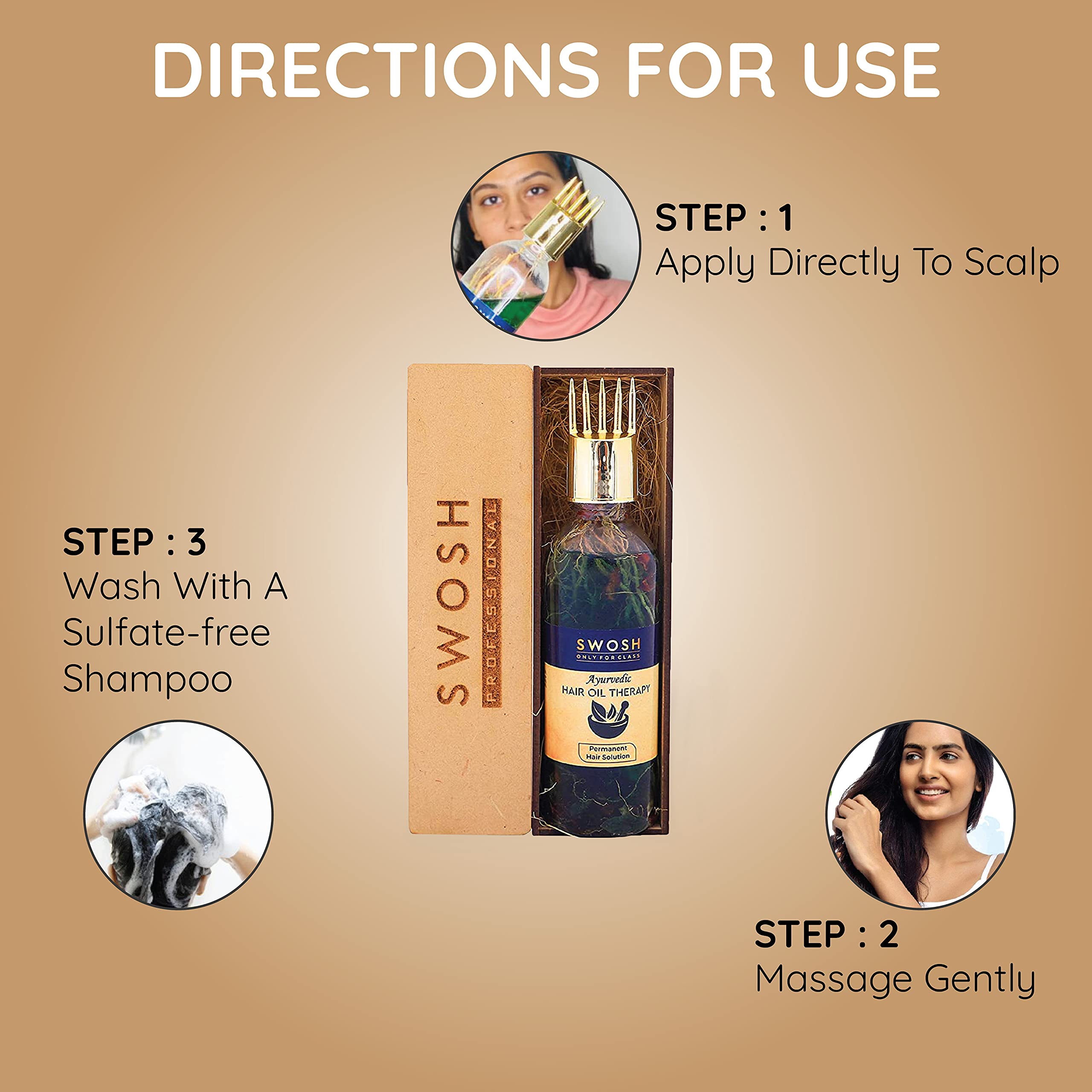 SWOSH 100% Ayurvedic Hair Oil with Bhringraj & Amla - Natural Hair Growth Treatment to Reduce Hair Loss | Paraben, Sulfate & Silicone Free | 100ml | Perfect for Daily Hair Care & Scalp Massage