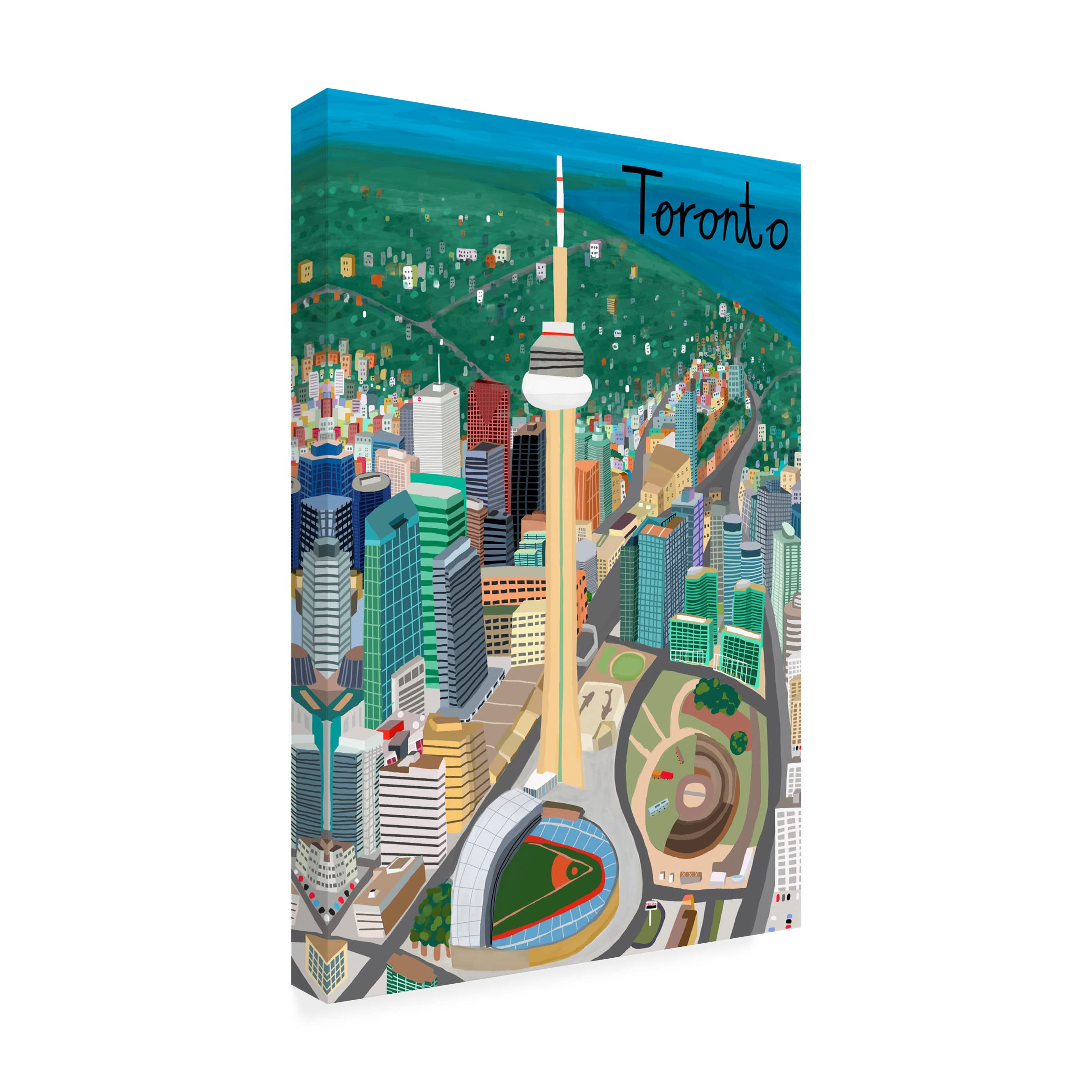 Trademark Fine Art 'View from Above Toronto' Canvas Wall Art Print by Carla Daly - Modern Cityscape Painting for Living Room & Office Decor