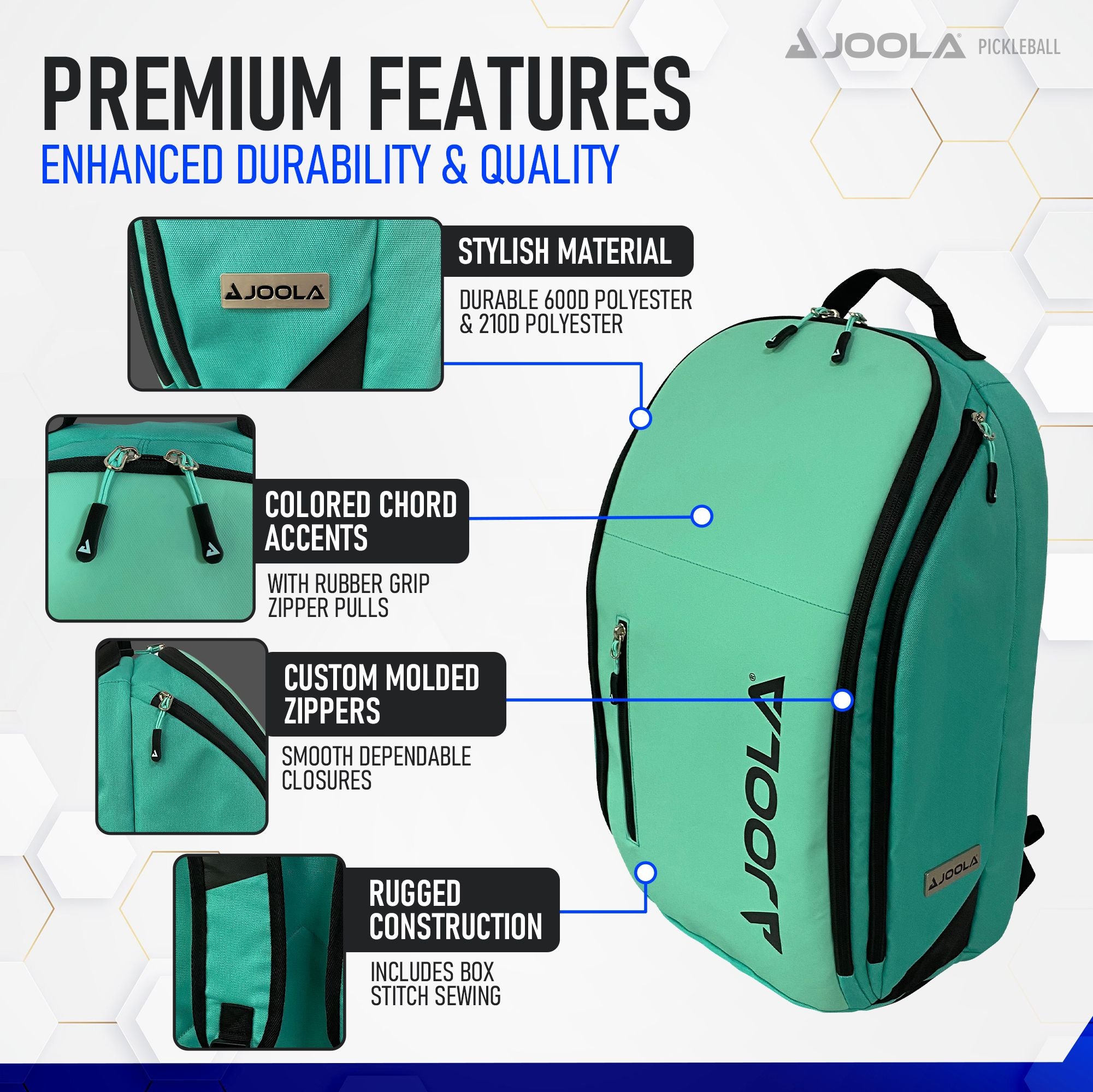 JOOLA Vision II Table Tennis Backpack (Petrol/Teal) - Premium Ping Pong Equipment Storage for Paddles, Balls & Accessories - Perfect for Tournaments & Practice Sessions