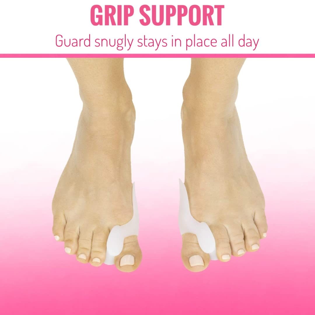 FLETIX Silicone Toe Separators for Bunion Relief - Soft Gel Toe Spacers & Protectors - Hallux Valgus Correctors & Orthopedic Braces - White Pair (Set of 1) - Perfect for Yoga, Running & Post-Surgery Recovery