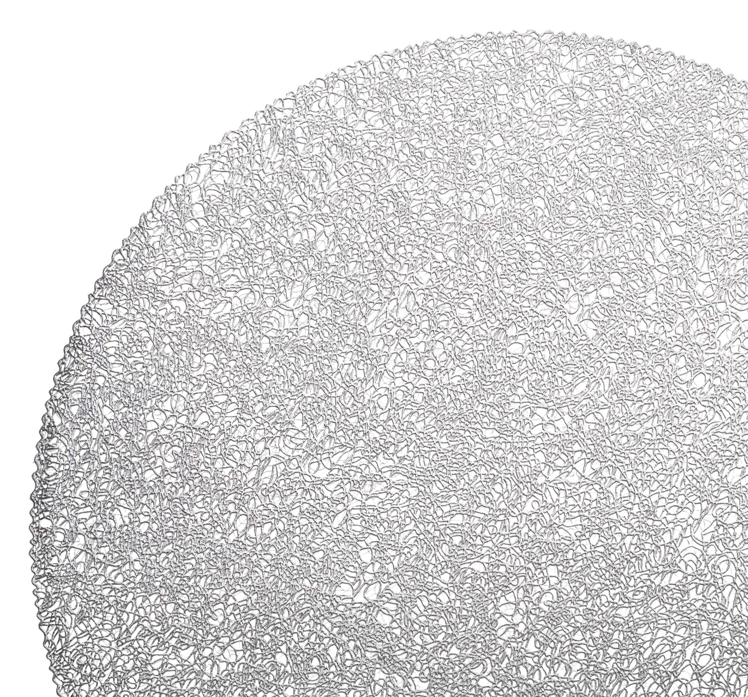 120-Pack Metallic Silver Pressed Vinyl Round Placemats - Elegant Wedding Table Decor & Dinner Party Centerpieces for Glamorous Occasions