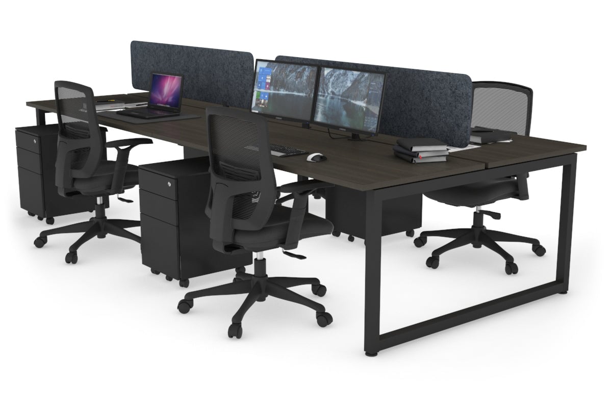 Quadro Loop Legs 4 Person Office Workstation Desk - 1800L x 700W - Modern Collaborative Workspace Solution for Team Projects & Office Meetings