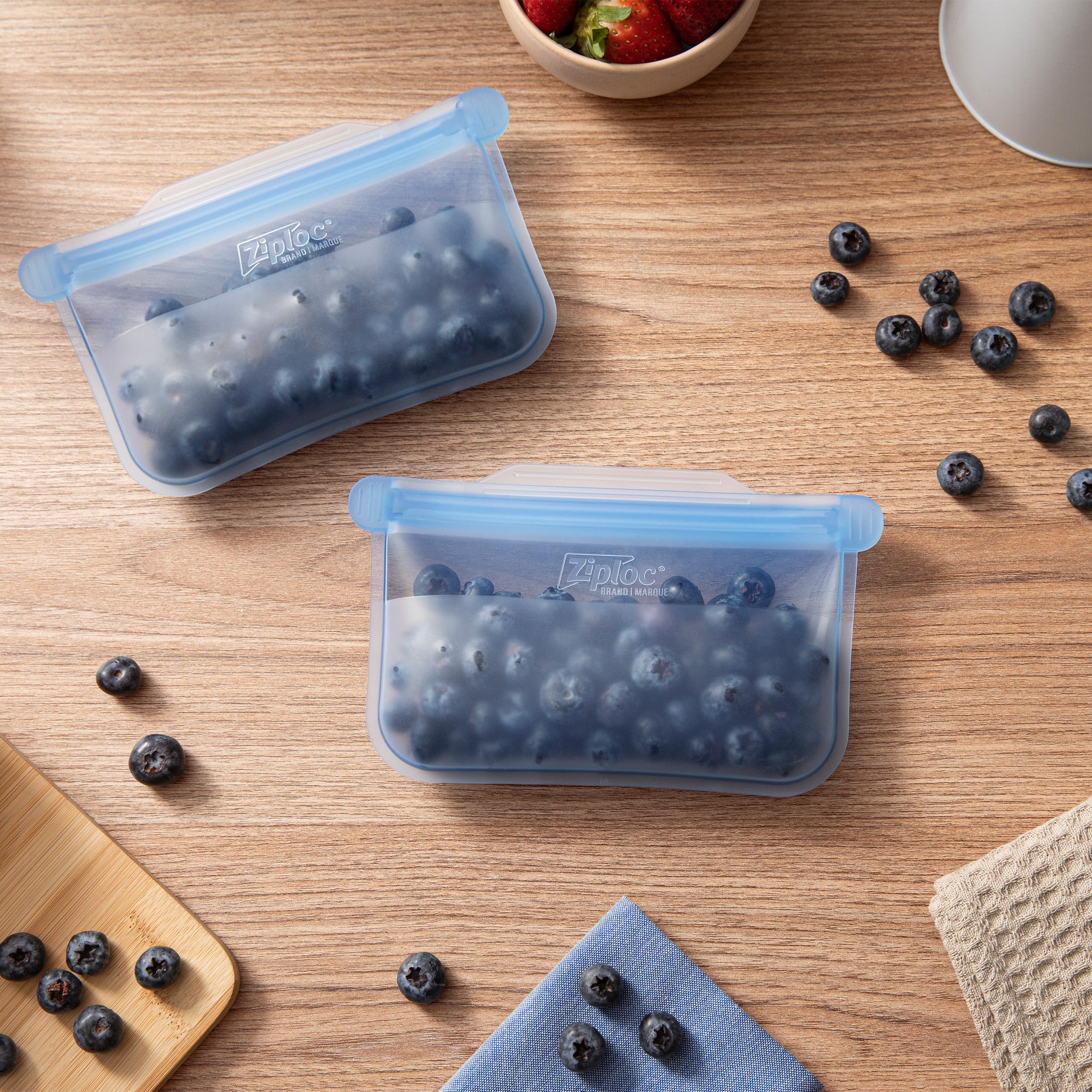 Ziploc Endurables 1 Cup Reusable Silicone Food Storage Bags - Freezer, Oven & Microwave Safe - Dishwasher Safe Meal Prep Containers (2 Pack) for Lunch, Snacks & Leftovers