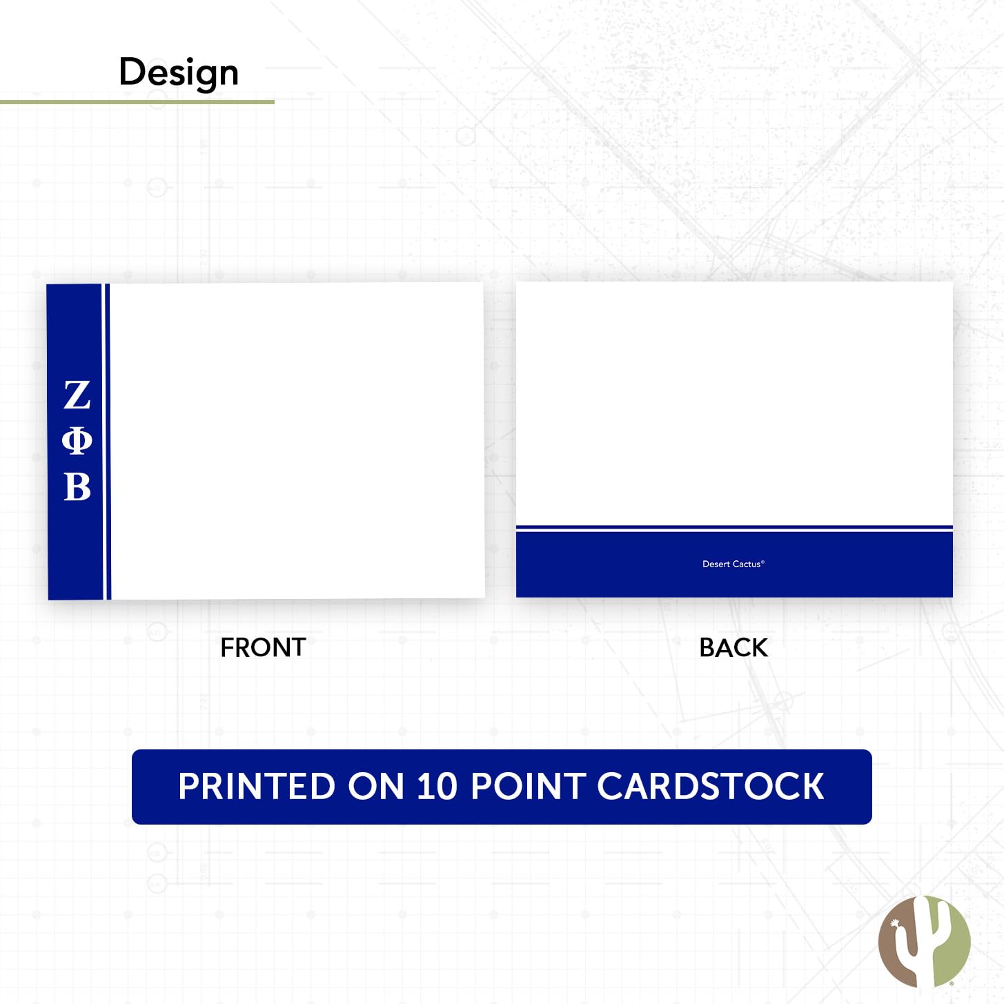 10 Pack Desert Cactus Themed Zeta Phi Beta Notecards | ZPB ZPhiB Divine 9 Sorority Stationery | Premium Cardstock with Envelopes | Perfect for Thank You Notes, Memos & Sorority Events (Design E)