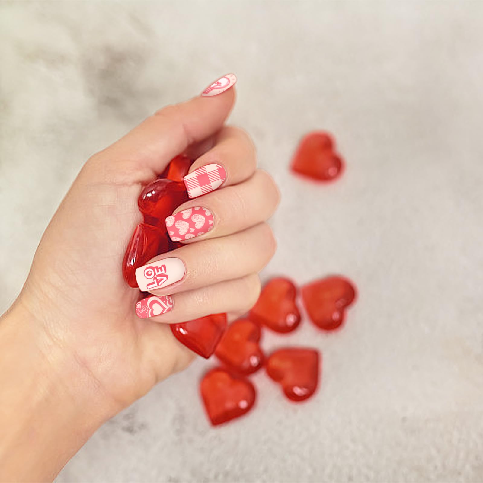 6pcs Valentine's Day Nail Stamping Plates Set - Stainless Steel Heart Romantic Nail Art Templates for DIY Manicure | Perfect for Valentine's Gifts, Date Night, Bridal Shower & Romantic Nail Designs
