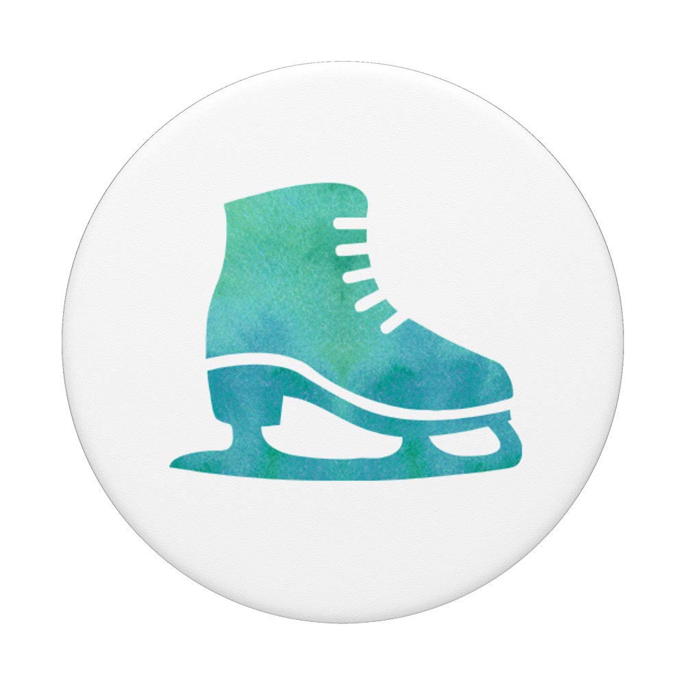 Teal Watercolor Ice Skate PopSockets Phone Grip & Stand - Perfect Gift for Girls, Compatible with Phones & Tablets - Great for Skating Enthusiasts & Winter Sports Fans