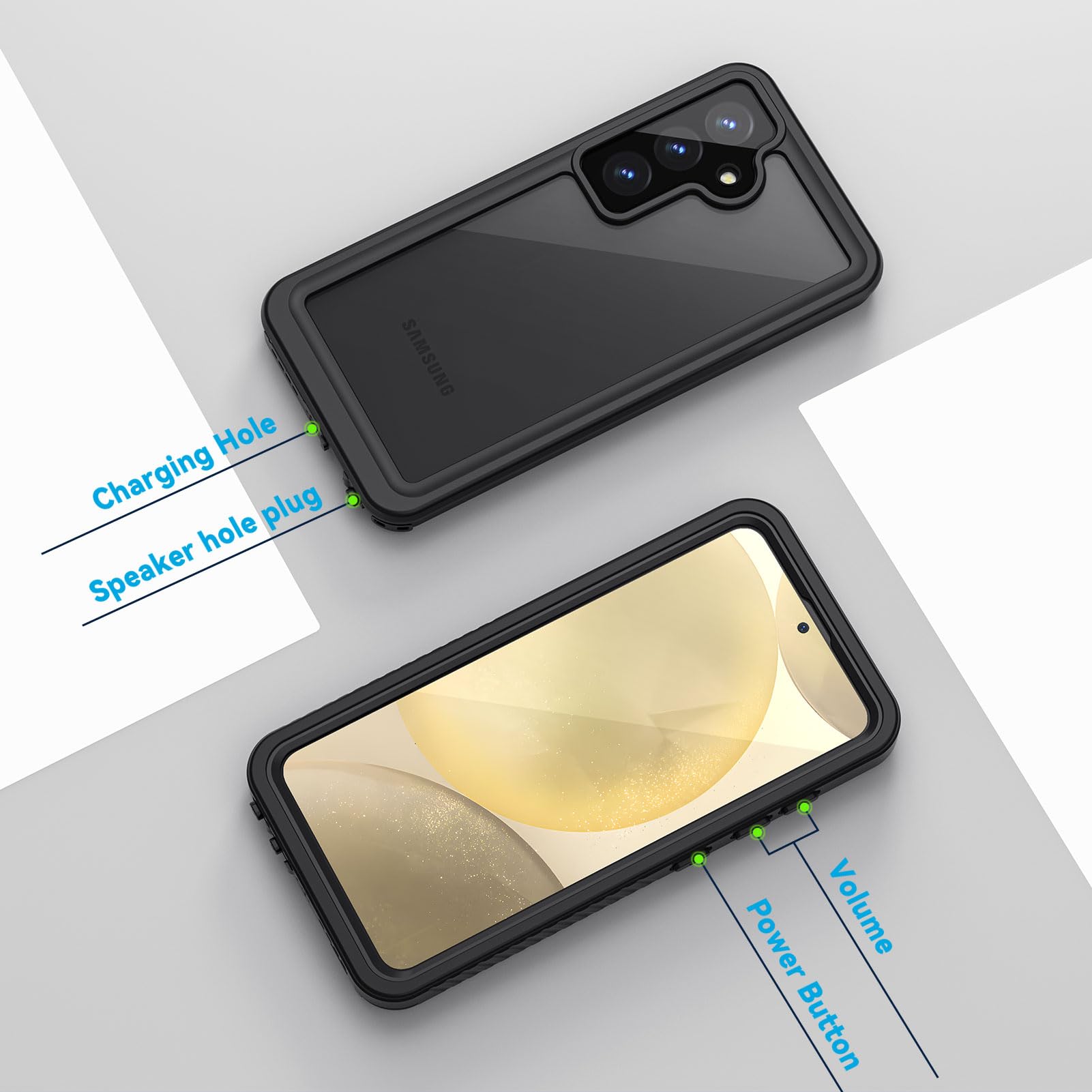 Lanhiem Rugged IP68 Waterproof Case for Samsung Galaxy S24+ Plus (6.7 Inch) - Shockproof Dustproof Protective Cover with Built-in Screen Protector - Perfect for Outdoor Activities, Work & Travel - Black