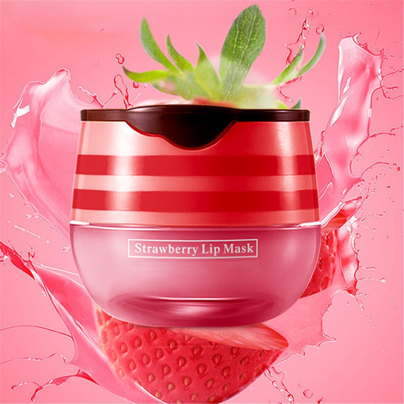 **Strawberry Lip Balm for Dry Lips - Hydrating & Moisturizing Lip Care with Exfoliator - Natural Lip Balm Pot Lightens Lip Lines - Perfect Gift for Tender Lips (Ideal for Winter, Travel & Daily Lip Care)**