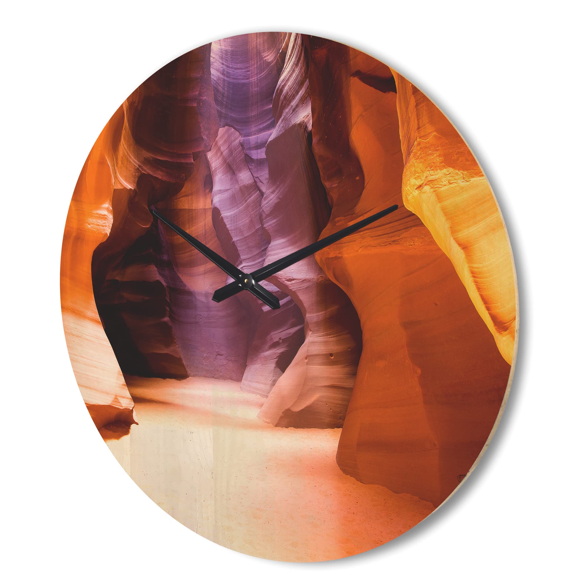 Modern Wood Wall Clock - Large Oversized Decorative Clock with Upper Antelope Canyon Landscape Design - Perfect for Living Room, Bedroom & Office Décor