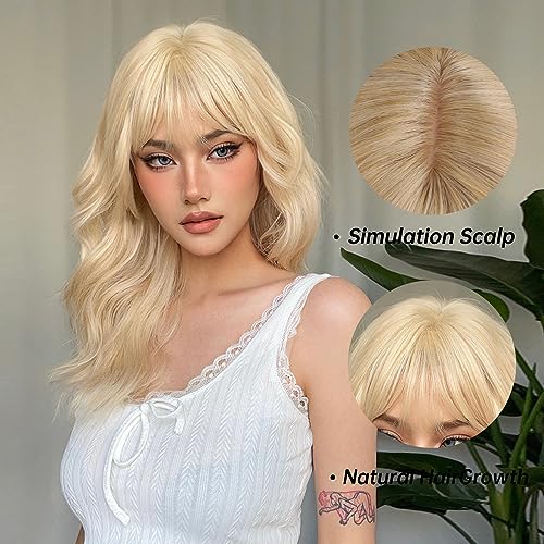 Heat Resistant Dark Blonde Wavy Wig for Women - Natural Looking Synthetic Hairpiece for Cosplay, Halloween & Daily Wear