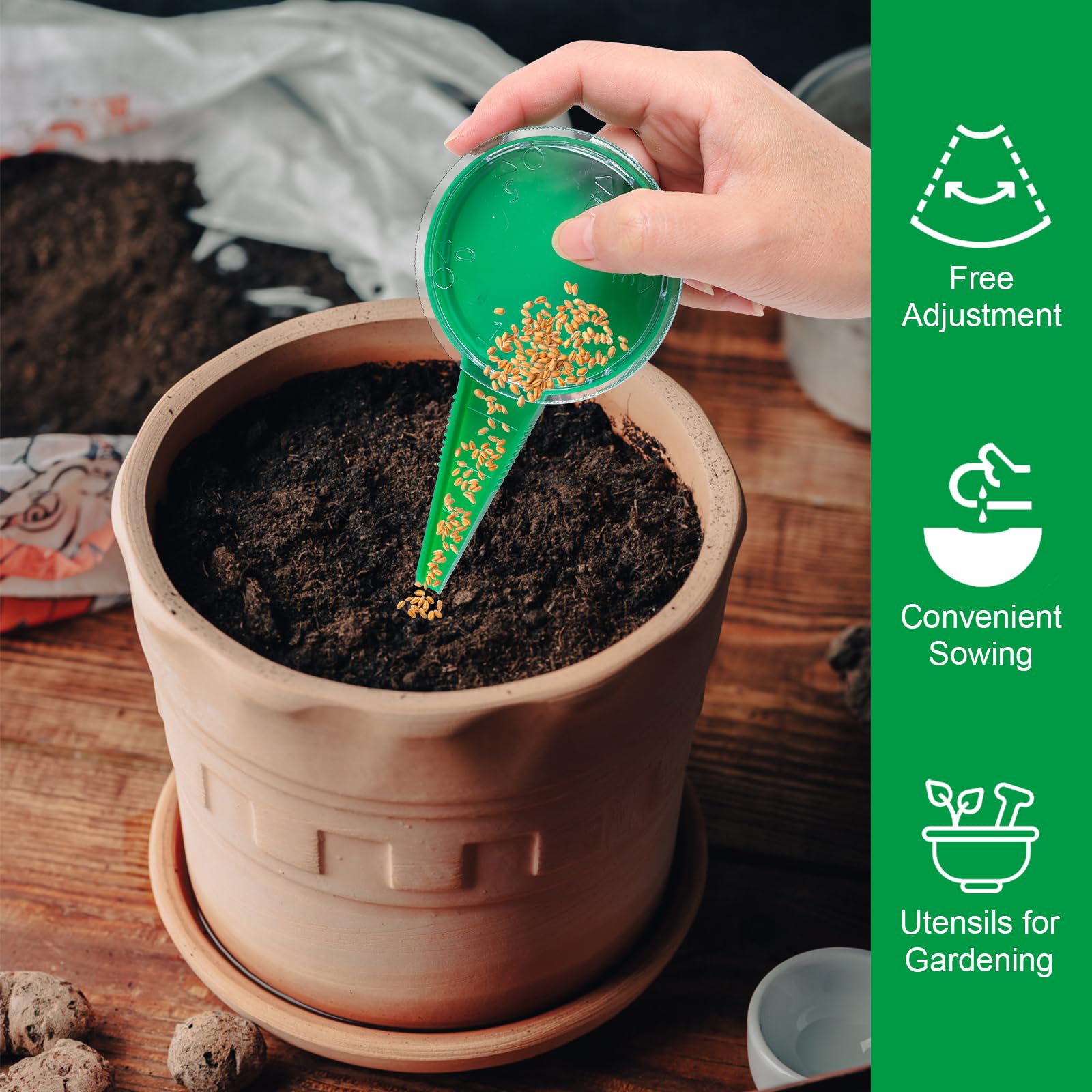 Coolrunner 6 Pack Seed Dispenser Tool - Adjustable 5 Dial Settings for Precise Planting | Plastic Seed Spreader for Flowers, Vegetables & Lawn | Perfect for Home Gardening, Farm Use & Landscaping