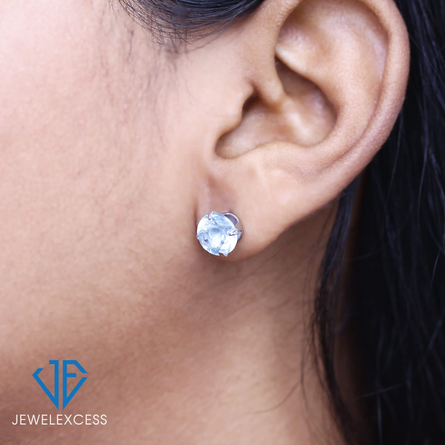 4.20 CTW Sky Blue Topaz Sterling Silver Stud Earrings for Women | Hypoallergenic .925 Silver Round Cut Push Back Earrings | Perfect for Weddings, Parties & Everyday Wear