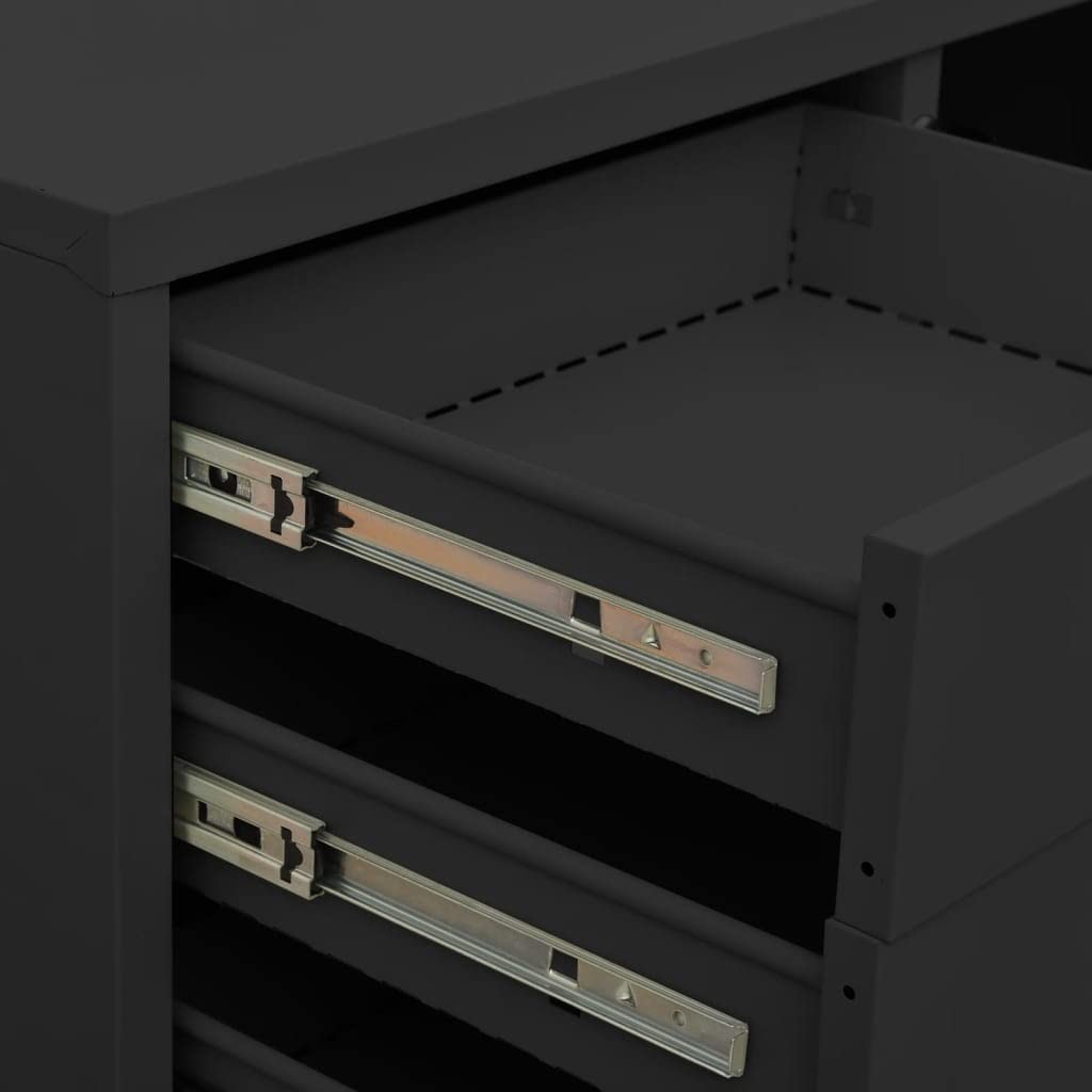 Steel Office Storage Cabinet with Adjustable Shelf & Lock - 35.4
