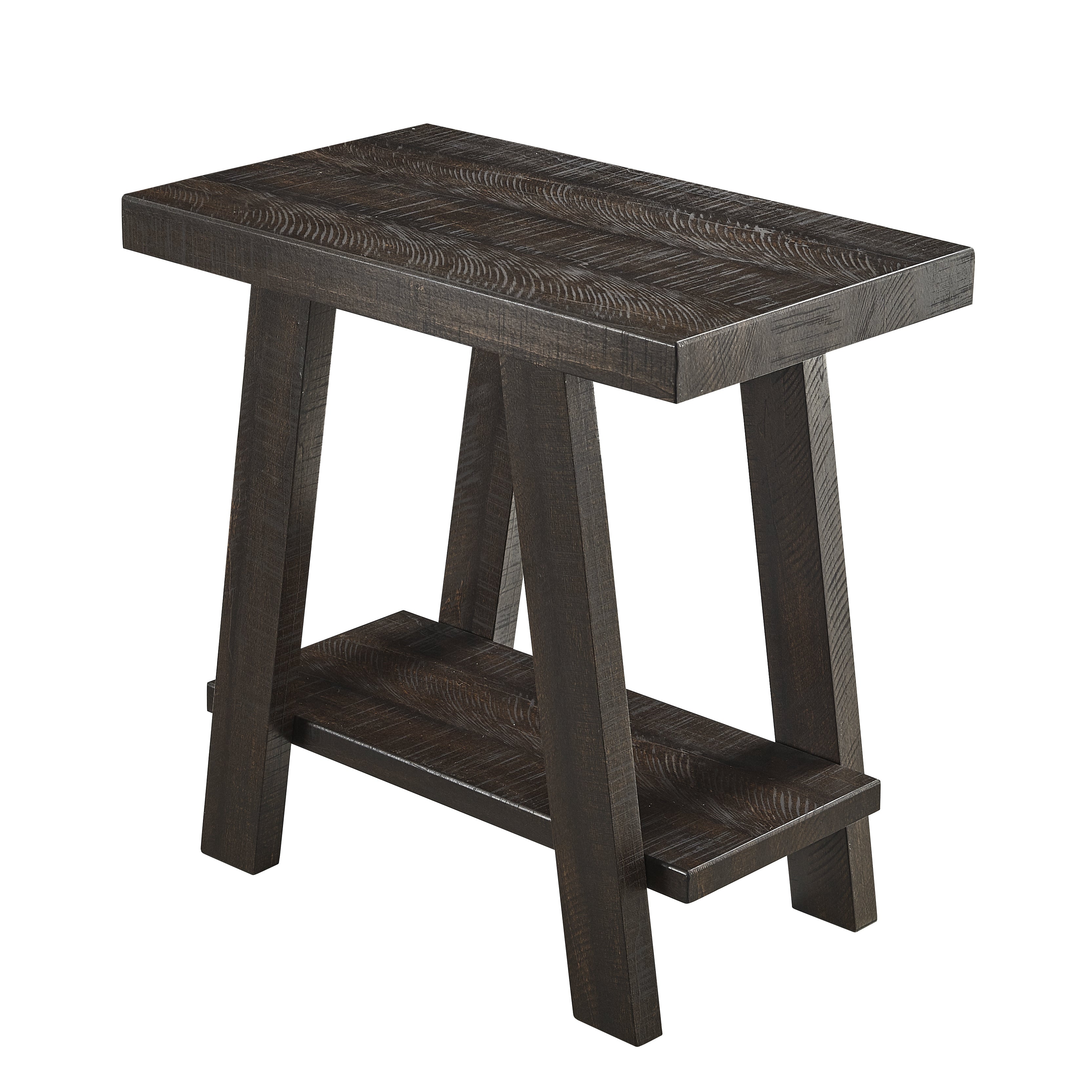Roundhill Furniture Athens Contemporary Wood Shelf Side Table in Weathered Espresso - Modern End Table for Living Room, Bedroom & Office - Stylish Storage Solution for Books, Plants & Decor
