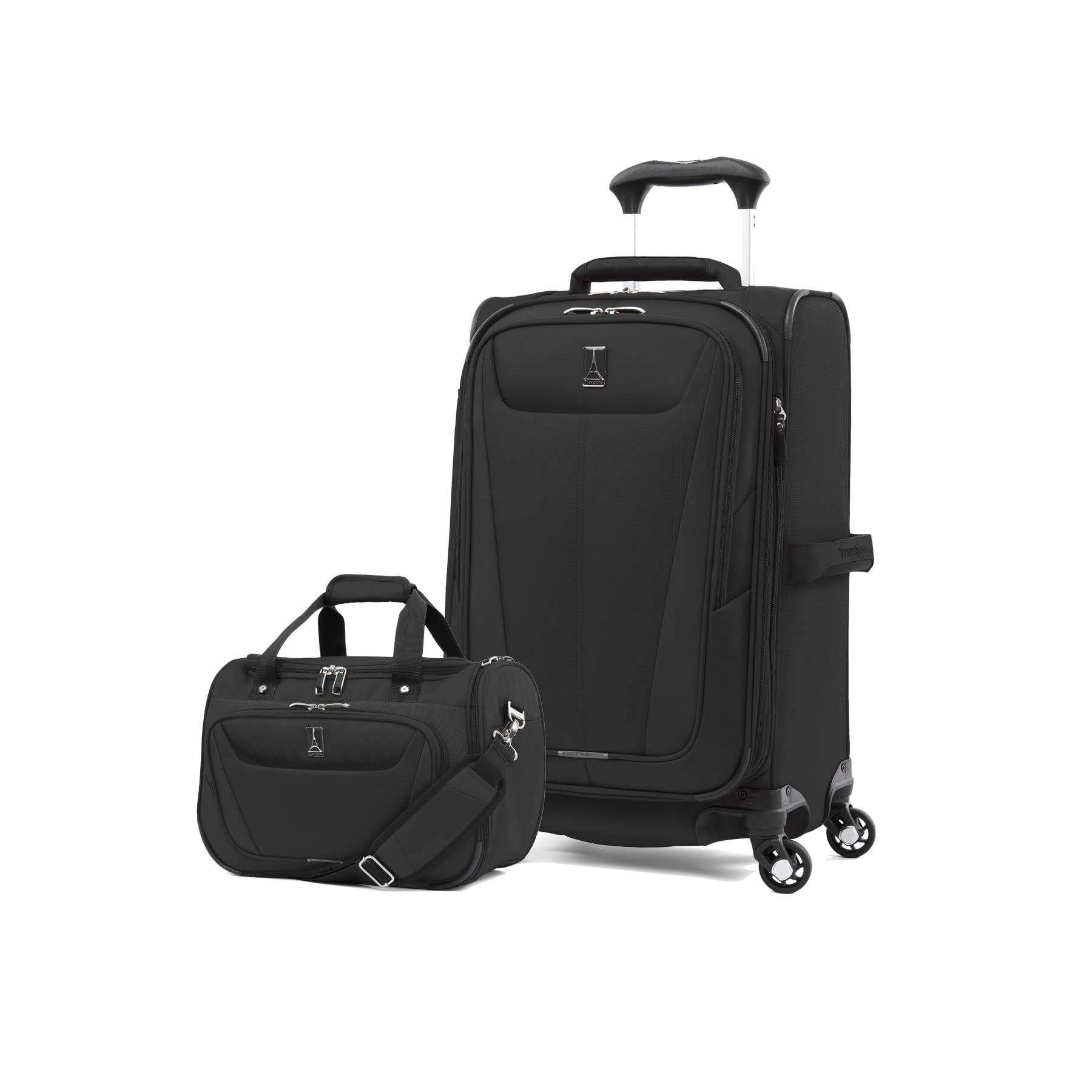 Travelpro Maxlite 5 Softside 2-Piece Expandable Carry-On Luggage Set with 4 Spinner Wheels & Underseat Tote - Lightweight Suitcase for Men & Women (Black) - Perfect for Business Trips & Air Travel