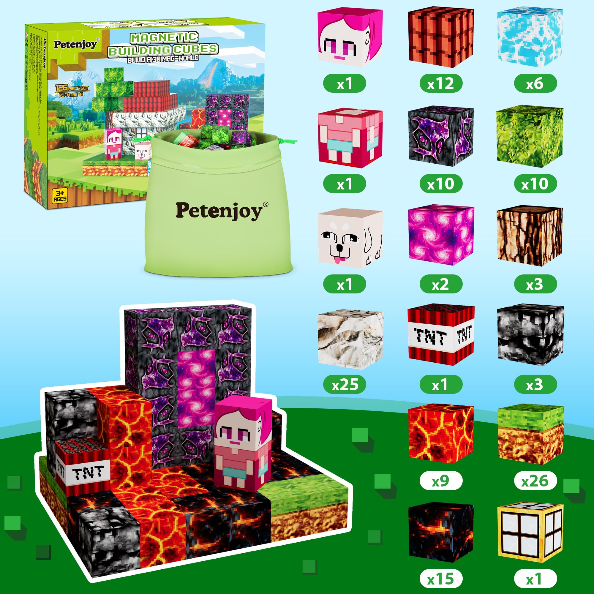 **126 PCS Magnetic Building Blocks for Kids - STEM Educational Toys for Boys & Girls Ages 3-7, 1 Inch Magnetic Cube Sensory Toys for Toddlers - Perfect for Creative Play & Learning at Home or School**