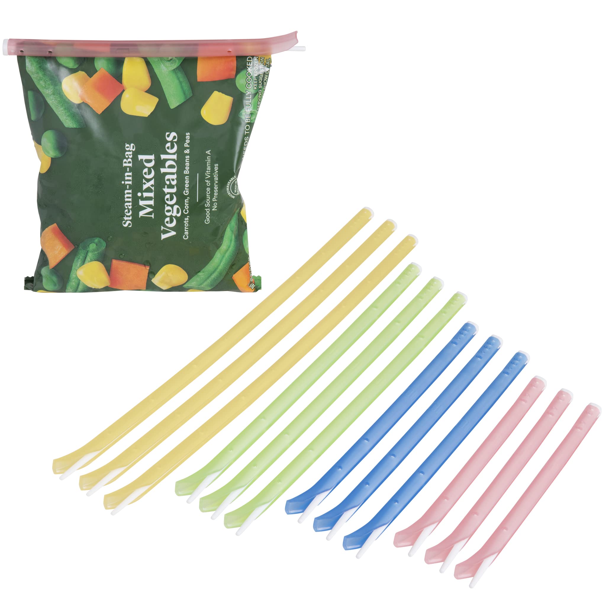 Smart Design Smart Stiks Food Seal Clips - 12 Pack Airtight Chip Bag Clips for Freshness Storage - Assorted Sizes & Colors - Perfect for Chips, Snacks, Cereal & Kitchen Organization