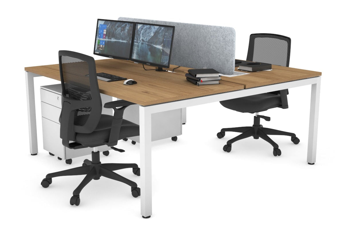Quadro Square Legs 2 Person Office Workstation Desk - 1400L x 800W with Cable Management Scallop - Perfect for Shared Workspaces & Home Offices