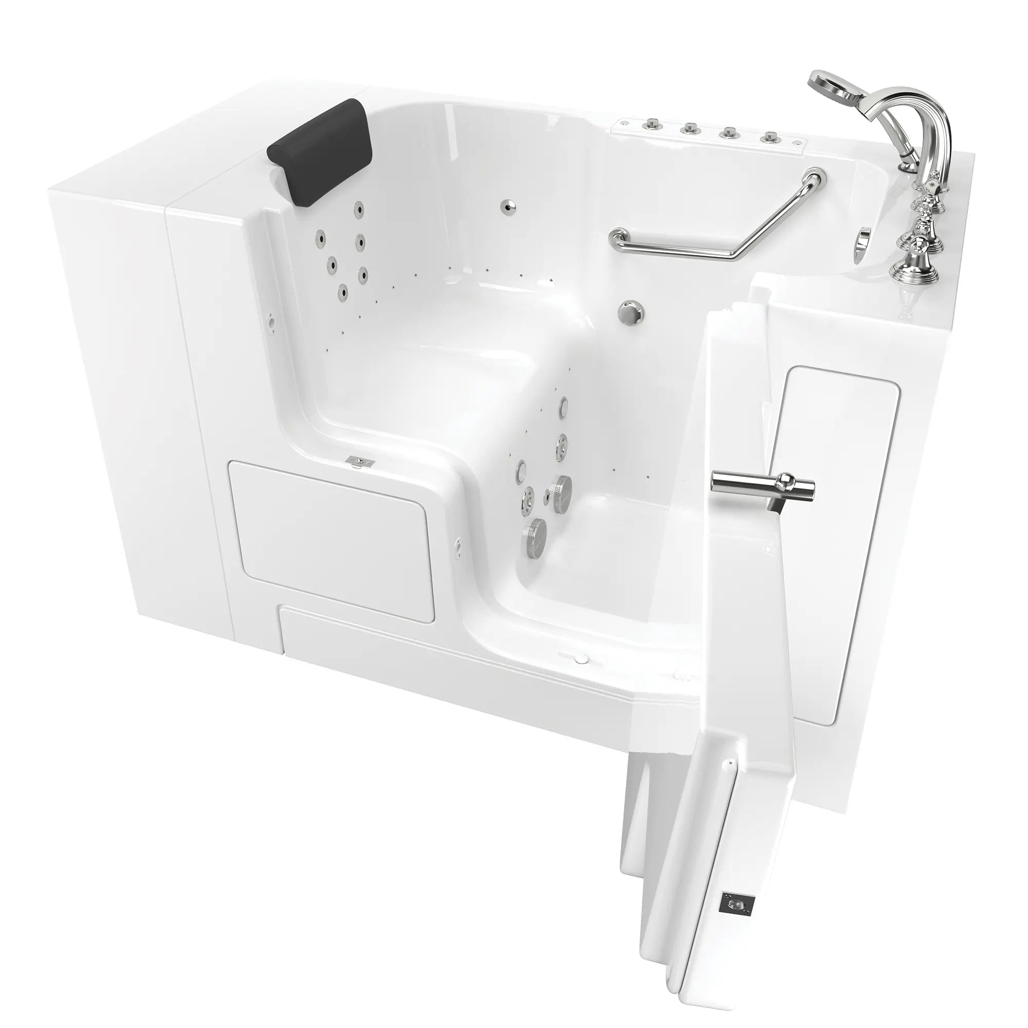 Premium 32 x 52 Inch Gelcoat Walk-In Bathtub with Air Spa & Whirlpool Systems - Right Hand Drain & Faucet - Ideal for Elderly & Mobility Support, Relaxing Hydrotherapy at Home