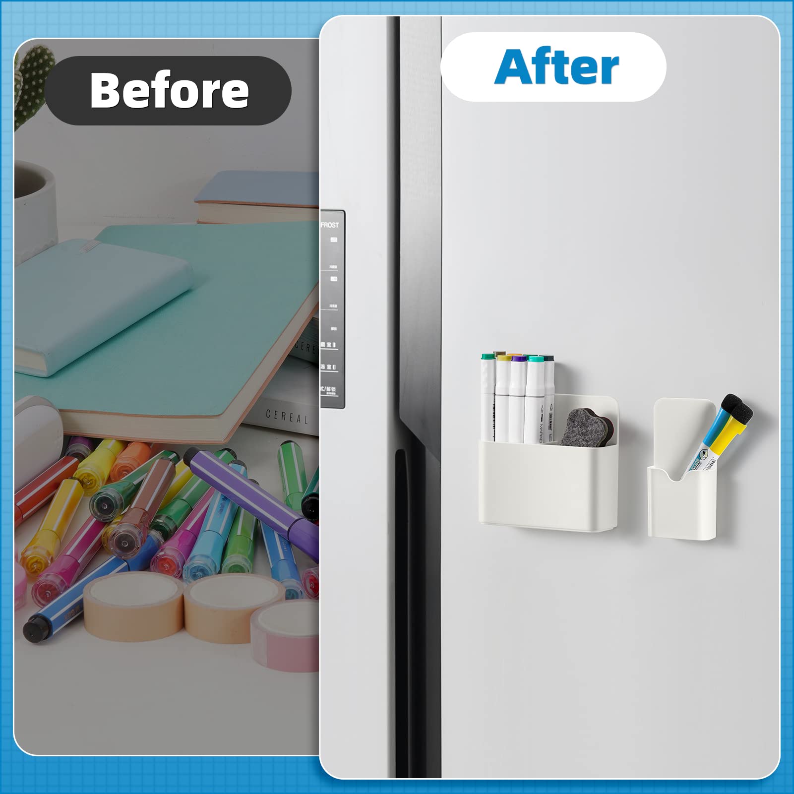 **Magnetic Dry Erase Marker Holder & Eraser Organizer - 2 Pack with Powerful Neodymium Magnets (4pcs) - Perfect for Whiteboards, Offices, Classrooms & Home Use**