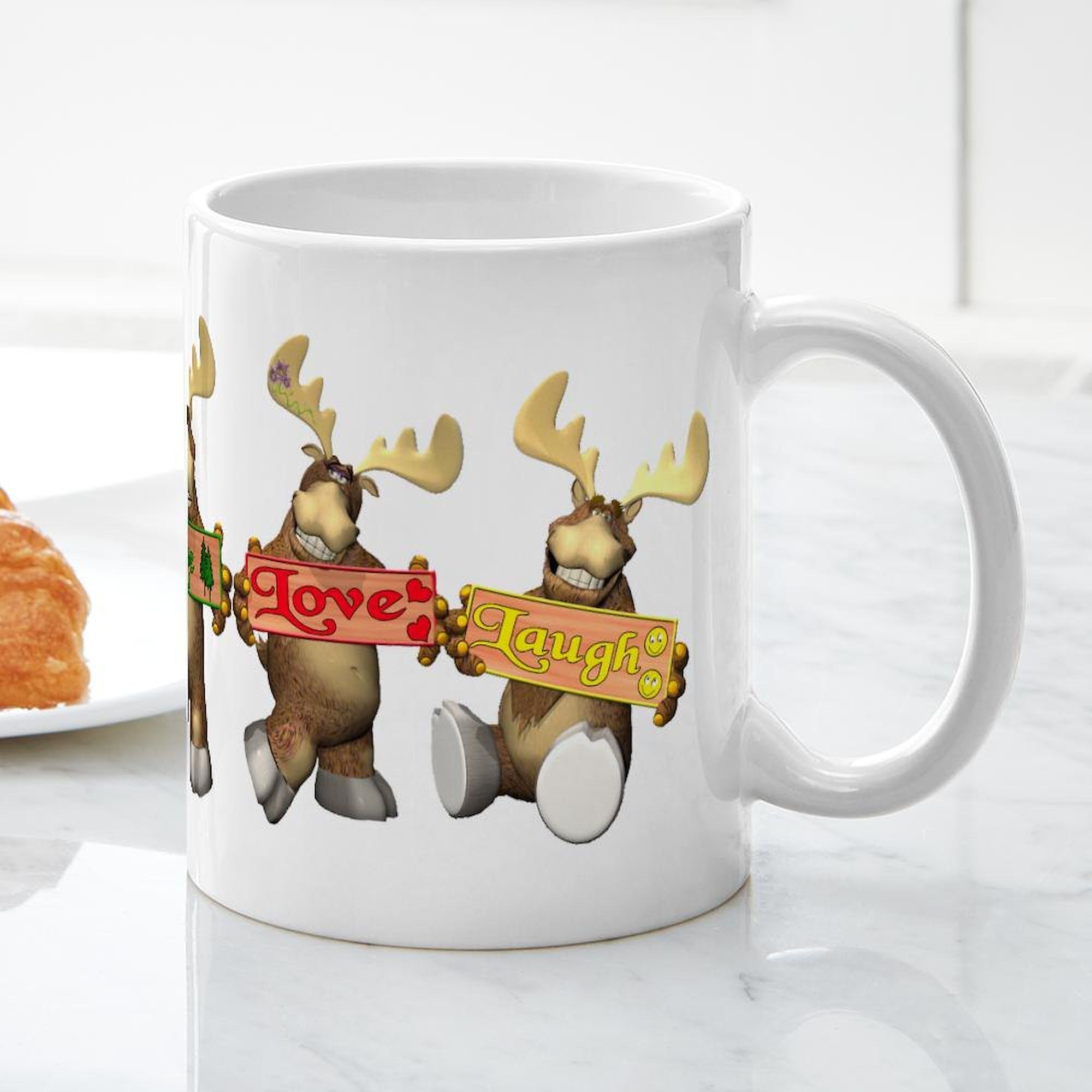11 oz (325 ml) Ceramic Coffee Mug - Moose Joy Design by CafePress | Perfect for Hot Beverages, Office Use & Gifts