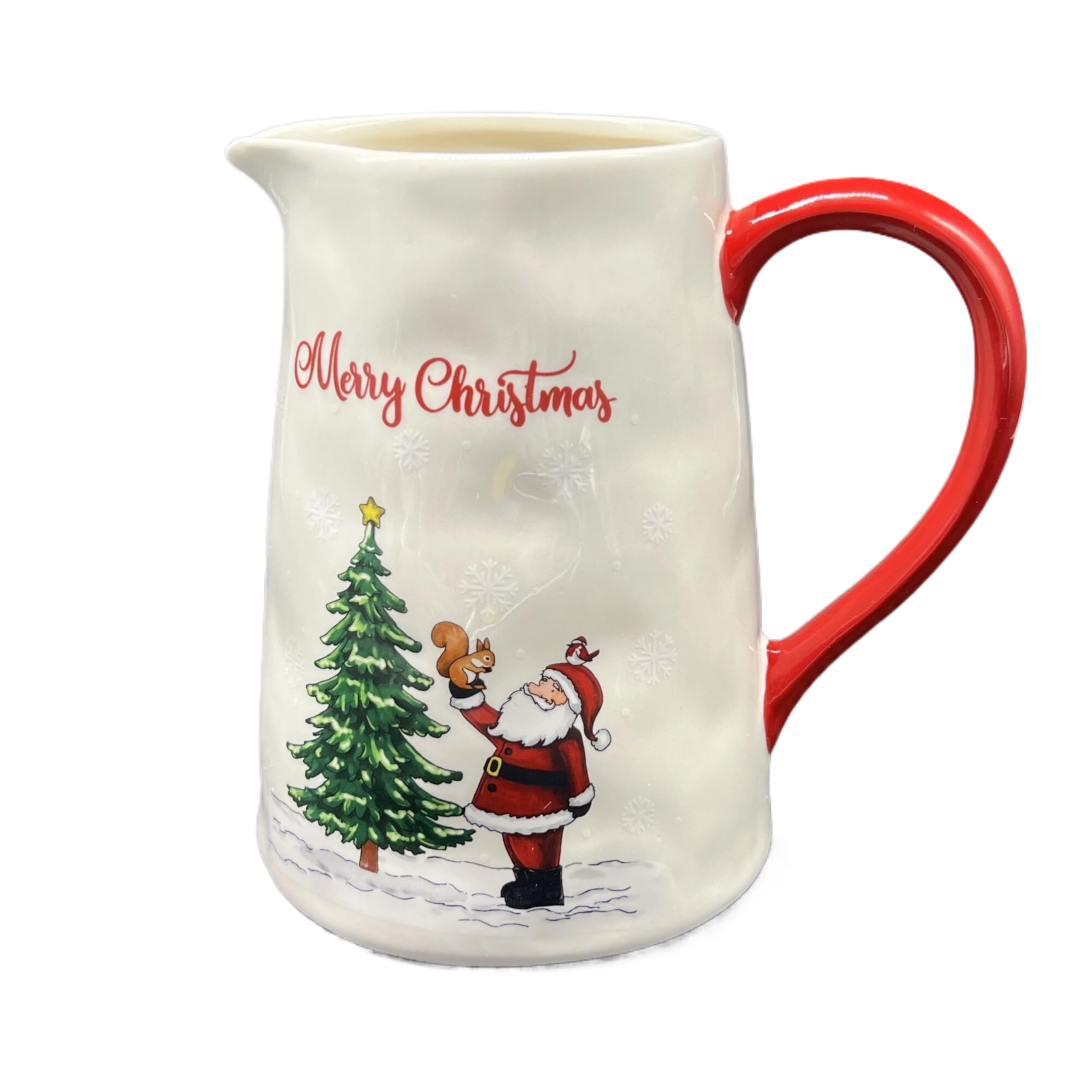 Ceramic Santa Claus Pitcher - Christmas Tree Flower Vase with Handle, Festive Holiday Decorative Jug for Home Decor, Perfect Christmas Gift for Family & Friends - Ideal for Holiday Parties, Table Centerpieces & Seasonal Decorations