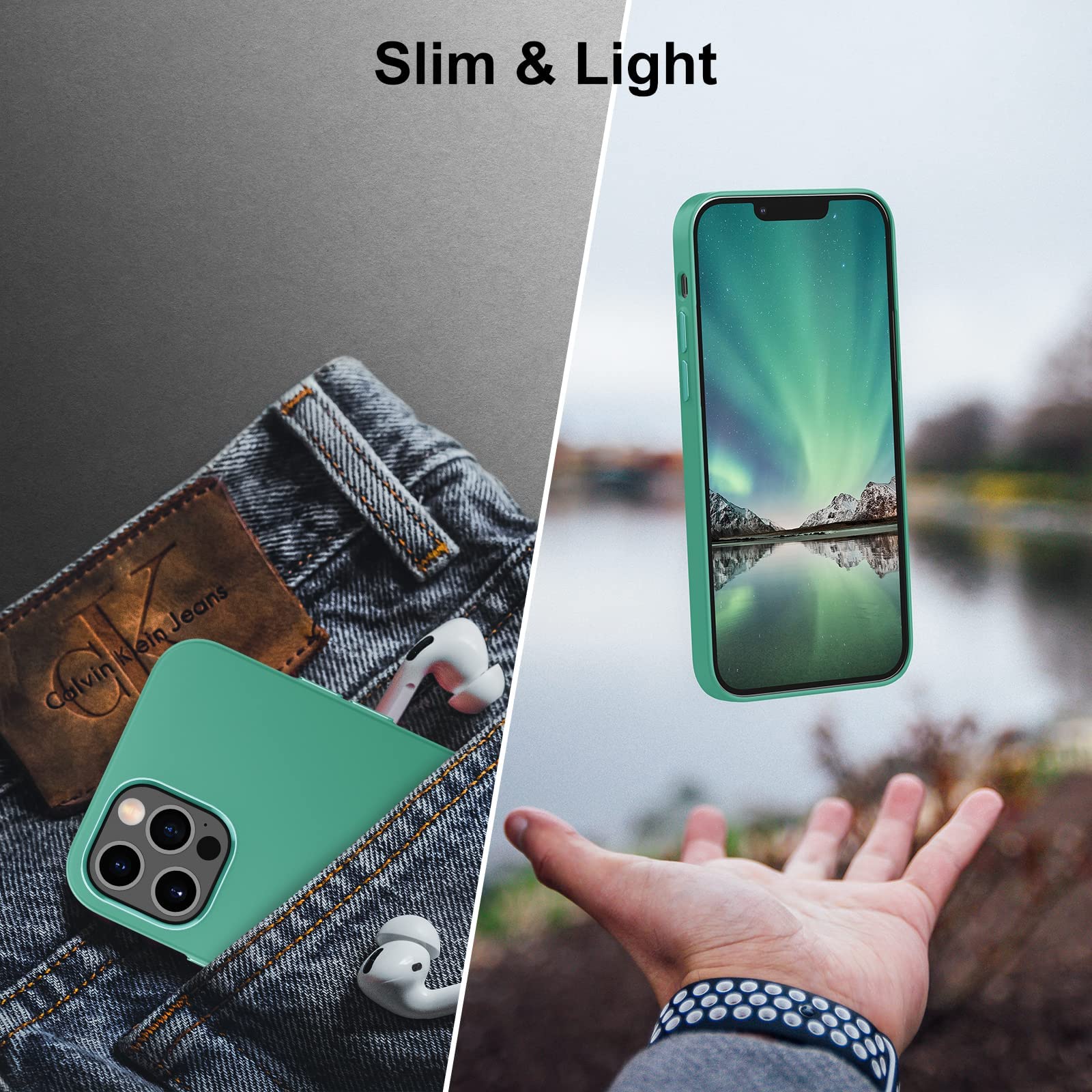 Magnetic Case for iPhone 13 Pro Max 6.7 Inch | Magsafe Compatible Shockproof Hard PC Back Cover | Wireless Charging | Matte Green | Perfect for Outdoor Activities, Travel & Daily Protection