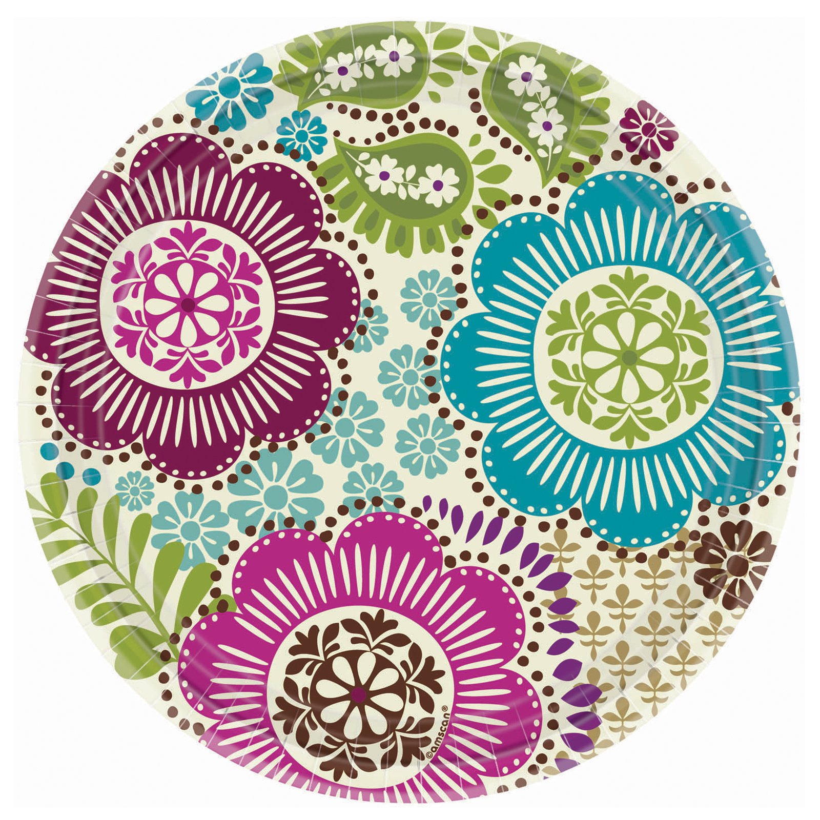 Amscan Fashion Floral Banquet Dinner Plates - Elegant Floral Design Disposable Plates for Wedding, Party, and Special Events - Perfect for Bridal Showers, Birthday Celebrations, and Formal Dinners