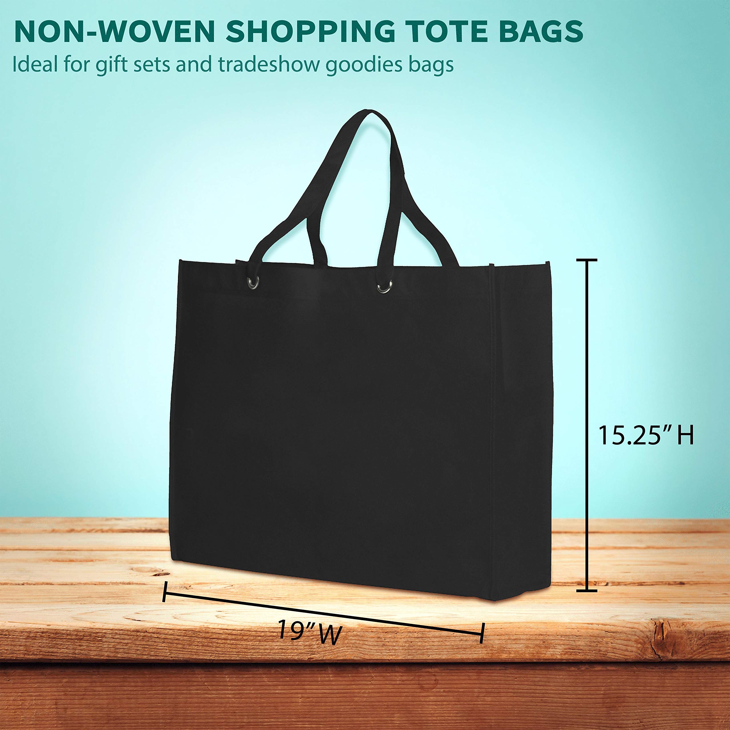 10 Pack Reusable Canvas Shopping Tote Bags - Eco-Friendly Grocery Bags for Shopping, Travel & Storage - Black