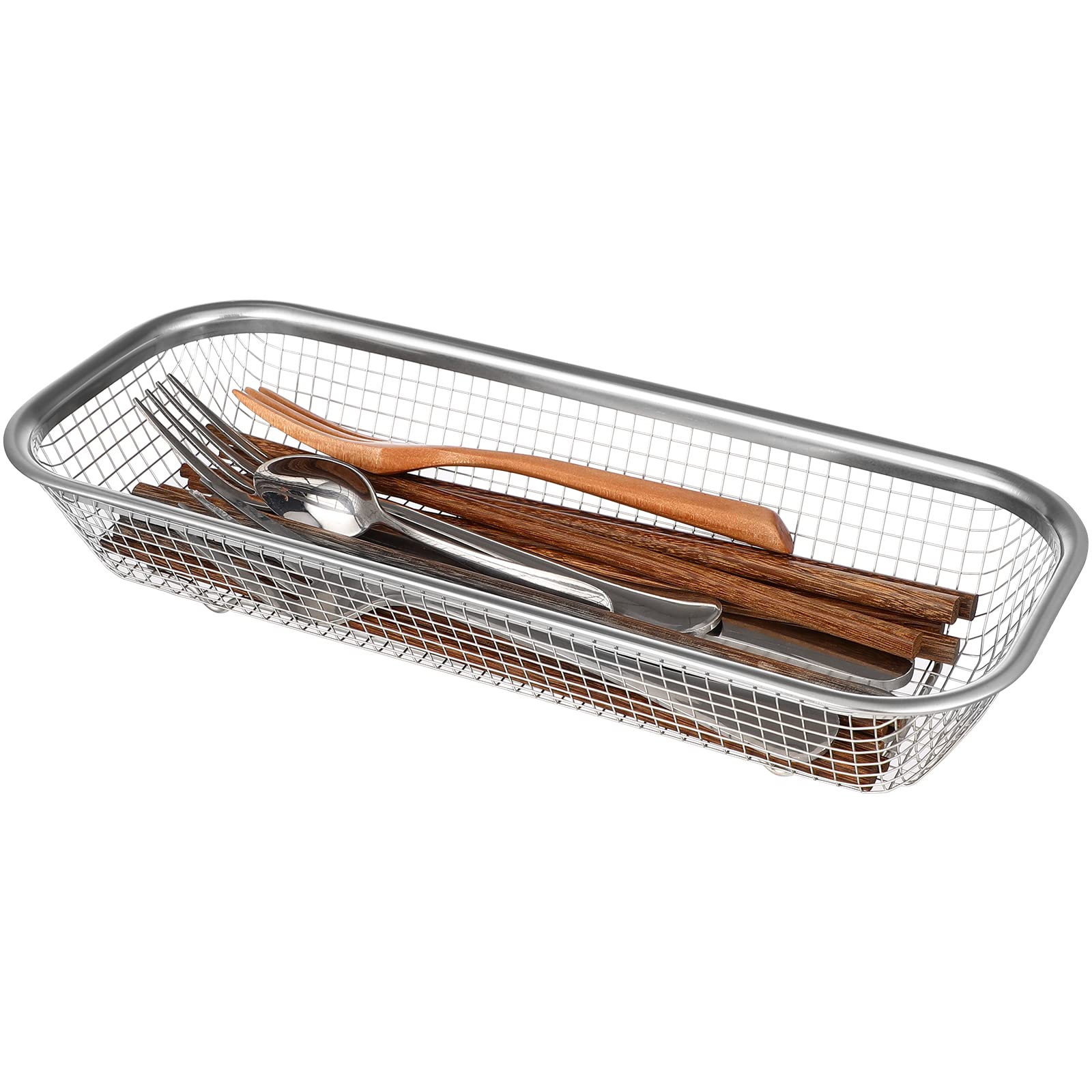 Stainless Steel Utensil Drying Rack - Compact Silverware Organizer for Spoons, Forks, Knives & Chopsticks | Dishwasher Safe Kitchen Counter Drainer Basket | Perfect for Small Spaces & Efficient Kitchen Organization
