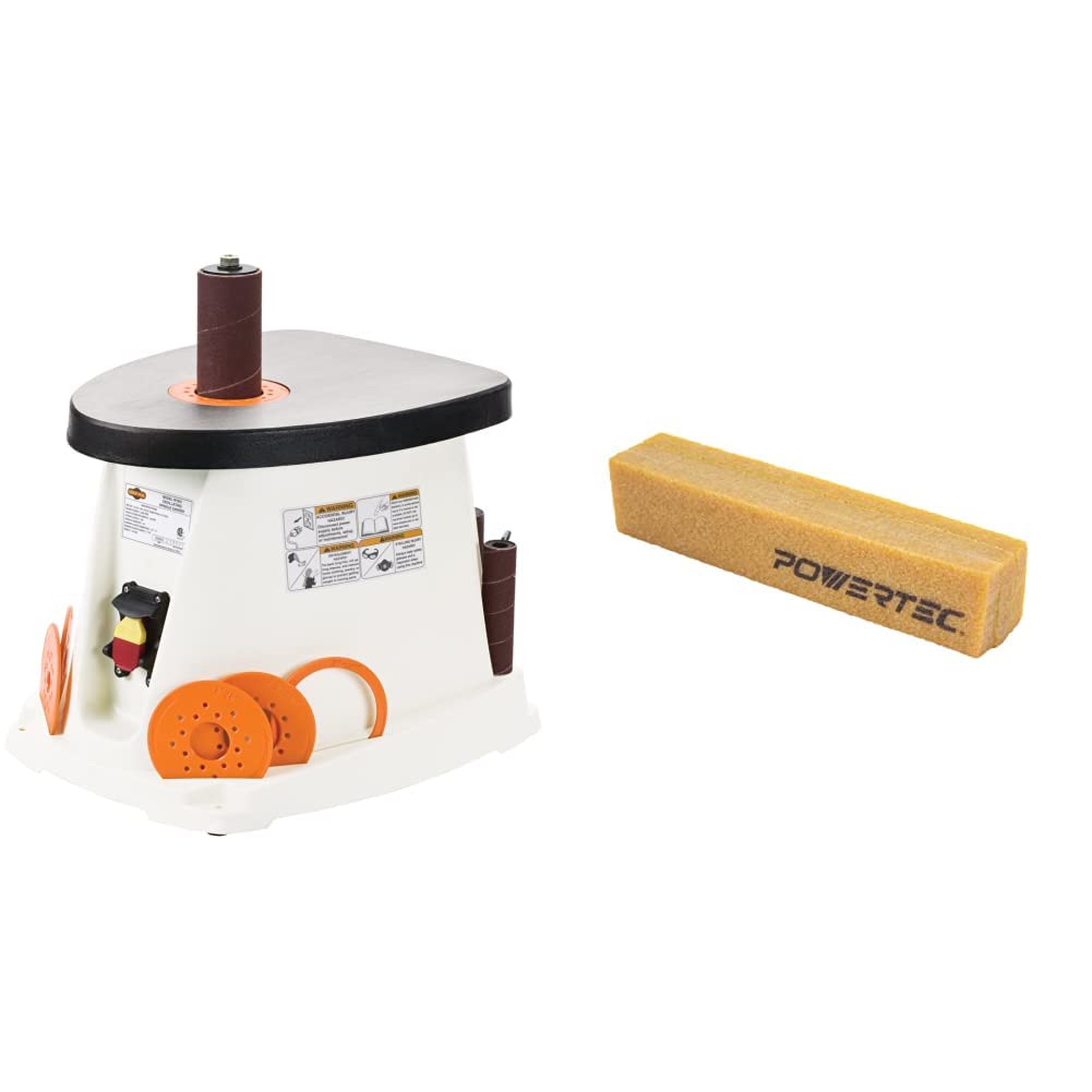 Shop Fox Oscillating Spindle Sander with Abrasive Cleaning Stick - Woodworking Power Tool for Sanding Curves, Edges & Contours - Perfect for DIY Projects & Professional Wood Shops