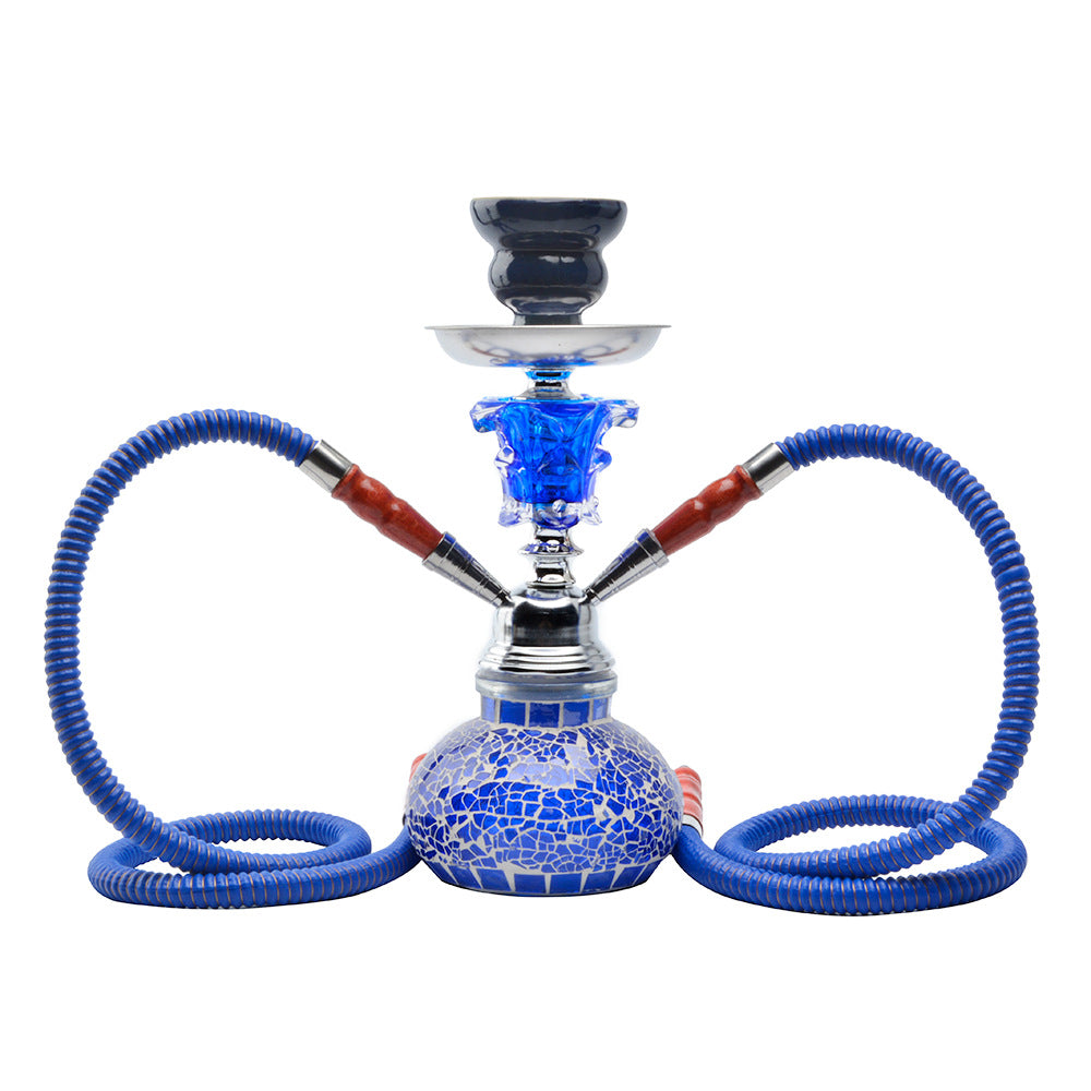 Premium Double Hose Hookah Set with Glass Vase & Ceramic Bowl - Perfect for Parties, Lounges, and Relaxation Sessions