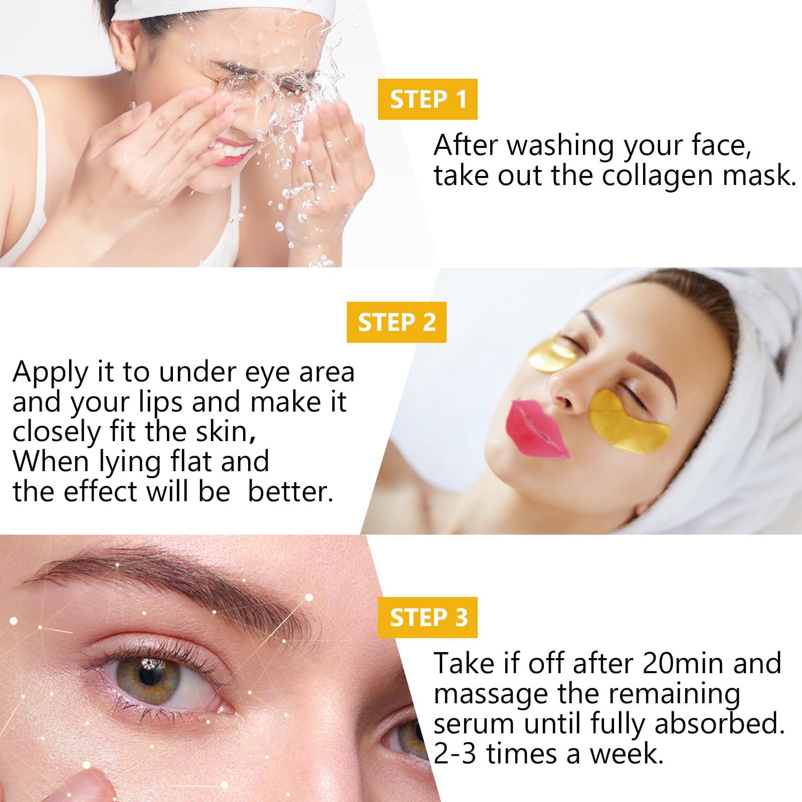 15 Pairs Collagen Eye Masks & 15 Moisturizing Lip Masks Set - Anti-Wrinkle Under Eye Patches & Hydrating Lip Pads for Dark Circles, Fine Lines & Dry Lips - Perfect for Night Skincare Routine & Travel Essentials