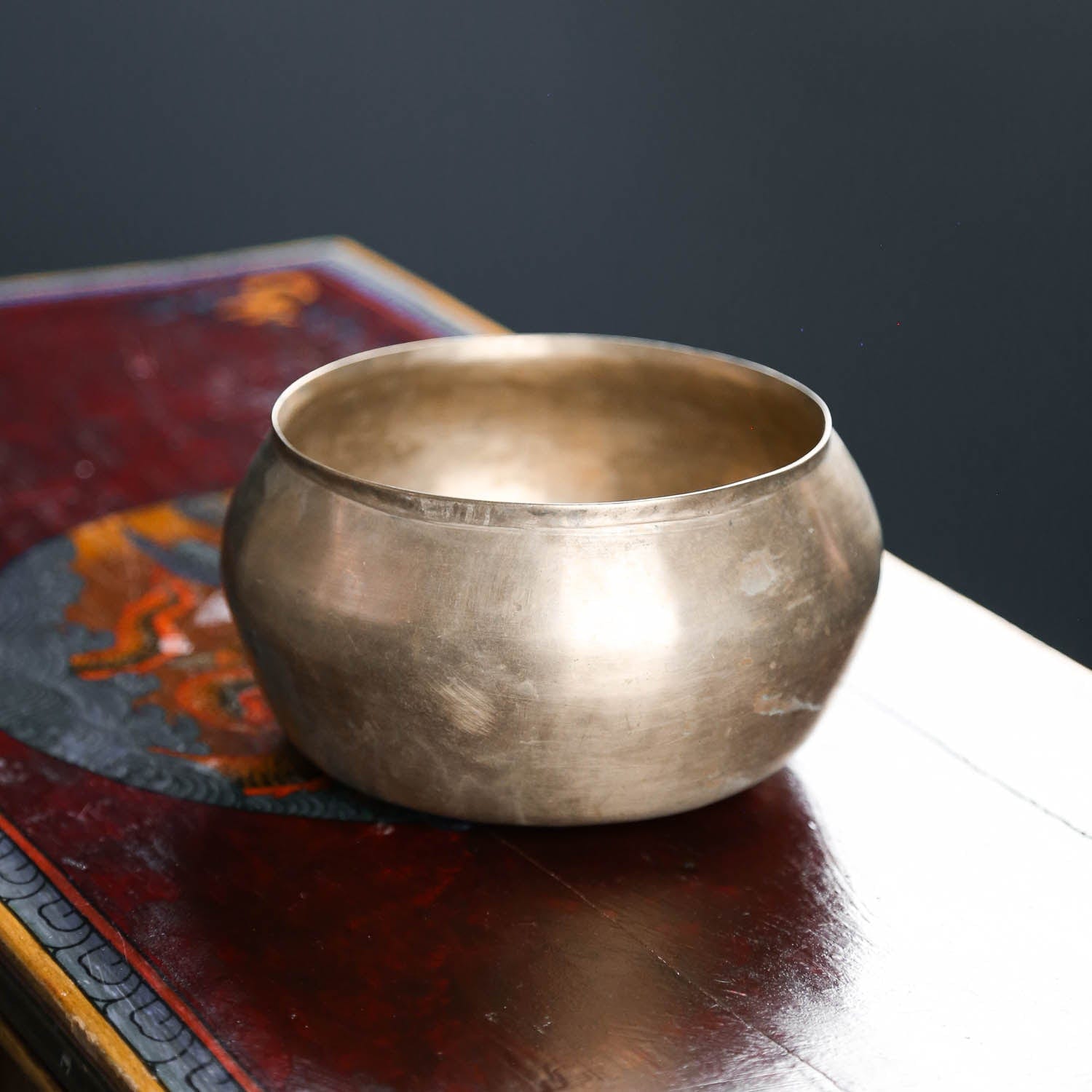 Antique Buddha Hand Carved Wooden Bowl - Handmade Decorative Fruit Serving Bowl for Home Decor & Meditation Spaces