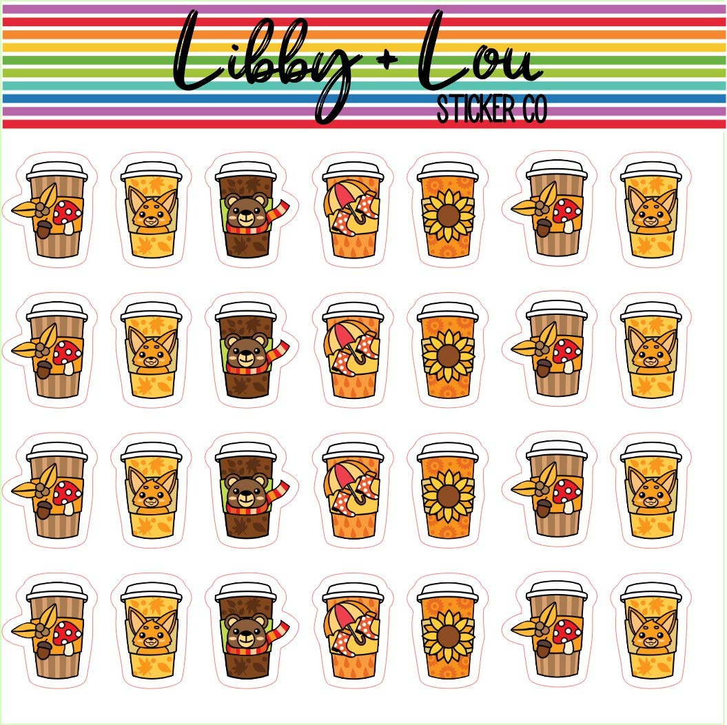 Thanksgiving Coffee Stickers - Planner Decor for Holidays | Libby & Lou