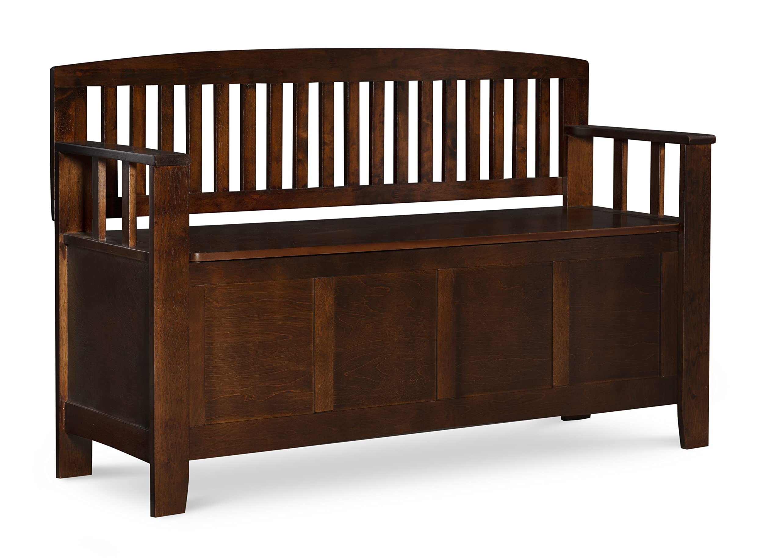 Linon Carlsbad Walnut Storage Bench with Lift Top - Stylish Entryway Seating & Hidden Storage for Shoes, Blankets & More - Perfect for Hallway, Bedroom or Living Room Organization