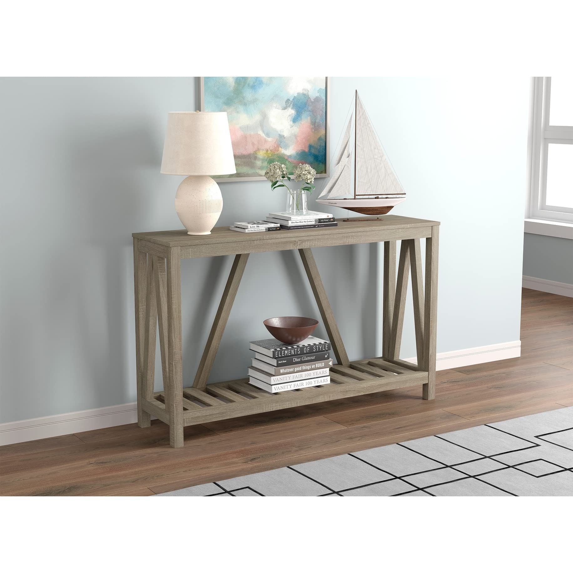 Stylish Safdie Console Table - Sturdy & Slim Entryway Table for Hallway, Living Room - Easy Assembly Narrow Sofa Table - Perfect Behind Couch, Entry Table for Home Decor - Modern Farmhouse Design for Small Spaces