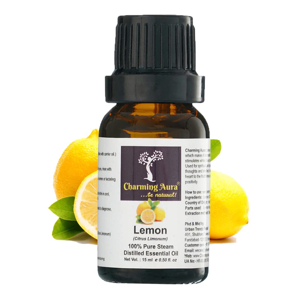 Pack of 2 Pure Lemon Essential Oils - 100% Natural Therapeutic Grade for Face, Hair, Skin Care & Nails | Aromatherapy & Home Cleaning Uses | Fresh Citrus Scent for Diffusers, Massage & DIY Beauty Products