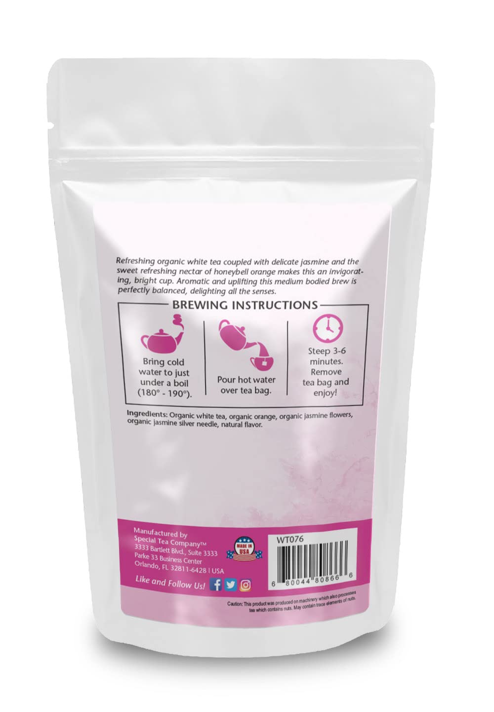 Organic Honeybell Blossom White Tea - 20 Premium Tea Bags | Delicate Citrus Flavor | Perfect for Relaxation & Afternoon Tea Time