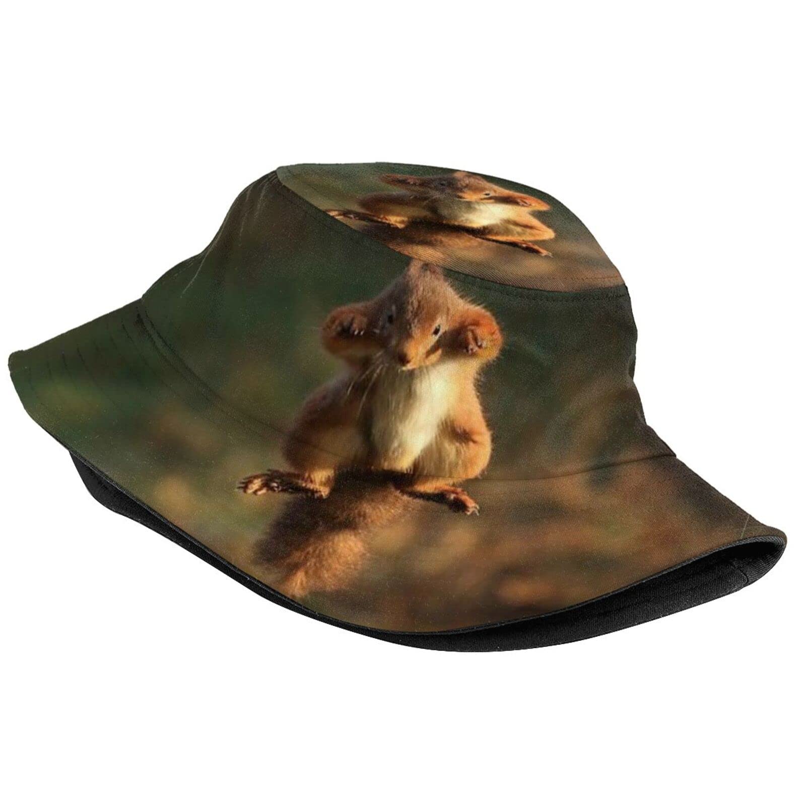 Cute Squirrel Bucket Hat for Women & Men - Animal Print Fisherman Sun Hat for Outdoor Activities, Beach, Hiking & Happy Muharram Celebrations